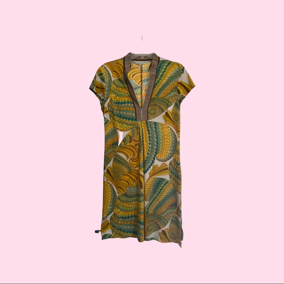 Trina Turk Silk Dress Greek Key Detail - Picture 3 of 11